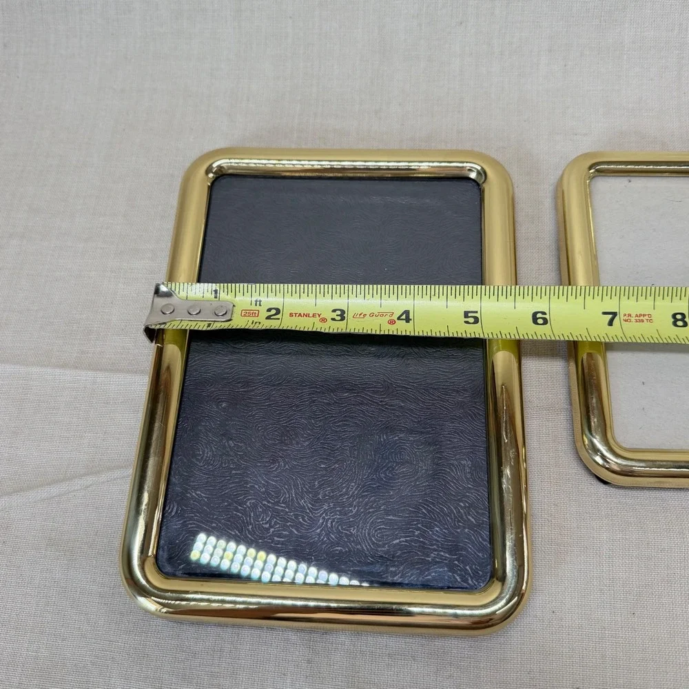 Vintage Rounded Brass Picture Frames Set Gold Minimalist Desk Decor MCM